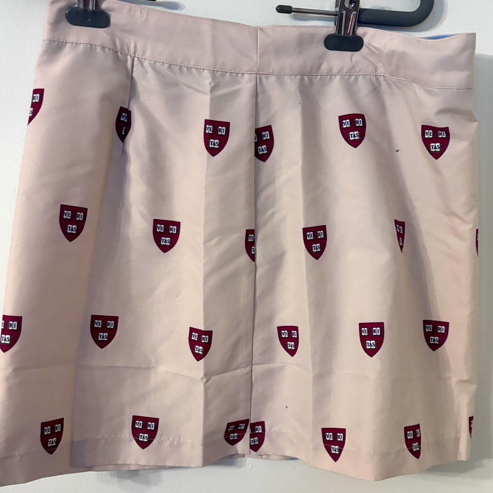 Harvard inspired mini skirt, size 8 by Ovation. Veritas crests covers skirt.
